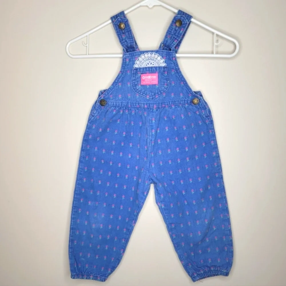 Vintage Girls Oshkosh B'gosh Blue Overalls SZ 3T - Picture 1 of 10